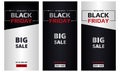 Black friday, banners collection. Black friday dark and silver vertical banners set.