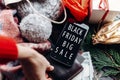 Black friday big sale. hand on wallet. special christmas offer d Royalty Free Stock Photo