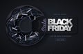 Black friday big sale poster with black sweet donuts on dark background