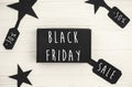 Black Friday big sale text on price tag sign, minimalistic flat