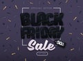 Black friday big sale typography poster with sweet confetti dark background