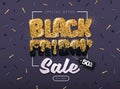 Black friday big sale typography poster with sweet confetti dark background