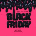 Black friday big sale typography poster with sweet confetti pink background