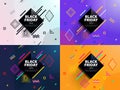 Black friday 2020. Sale and discounts fashion banners. A set of banners templates in flat trendy memphis geometric style.