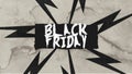 Black Friday with black thunderbolts on grey grunge texture