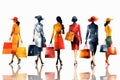 Black Friday Bliss: Women's Shopping Collage with Colorful Bags, Sale, Discount, and Fashion Fun.