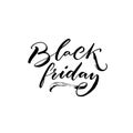 Black friday calligraphy text on white background. Promo overlay, handmade vector typography. Sale banner. Royalty Free Stock Photo