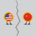 Trade war, USA versus China. America-China tariff business global exchange international.