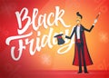 Black Friday - cartoon people characters illustration with calligraphy text Royalty Free Stock Photo