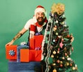 Black Friday before Christmas concept. Man with beard Royalty Free Stock Photo