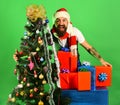 Black Friday before Christmas concept. Man with beard Royalty Free Stock Photo