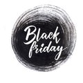 Black friday clearance banner with handwritten text on grunge ink round stain. Vector sale banner.