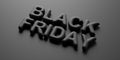 Black Friday concept. Black Friday text, black letters against black color background. 3d illustration Royalty Free Stock Photo