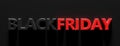 Black Friday text letters red and black color against black background. 3d illustration Royalty Free Stock Photo