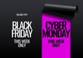 Black friday and cyber monday promotion banner.