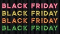 Black friday 3d text with led lit or bulb light effect. Vintage text for marketing materials for showtime or broadway