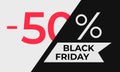 Black friday discount banner with 50 percent off