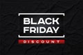 Black Friday Discount. Dark wrinkled paper texture, abstract black background. Red accent. Vector design form for you business sel Royalty Free Stock Photo