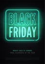Black Friday discount fresh neon vector banner template for luxury store