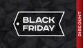 Black Friday Discount. Volume geometric shape, 3d black crystals. Low polygons dark background. Red accent. Vector design polygona Royalty Free Stock Photo