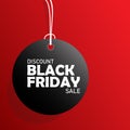 Black Friday, Discounts, Sale 50% off, on a red background balloon on a rope gradient. Banner. Vector EPS10