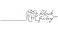 black friday and gift box continuous line drawing Royalty Free Stock Photo
