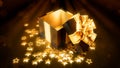 black friday give-away opened surprise gift box with light from inside - abstract 3D illustration