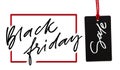 Black Friday - handwritten inscription. Dark tag. The concept of holiday discounts and sales in retail. Isolated on white