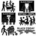 Black Friday Hot Sales. Set of Stick Figure Icons