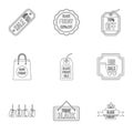 Black friday icons set, outline style Royalty Free Stock Photo