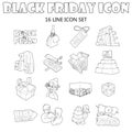 Black Friday icons set, outline style Royalty Free Stock Photo