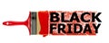 Black Friday labels. Artistic illustration inscription in black letters on a strip of red paint with a brush on a white background