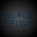 Black Friday light blue retro neon sign on brick wall background. Shopping concept vector illustration. Seasonal sale banner. Easy Royalty Free Stock Photo