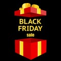 Black Friday, luxury, sale, open gift box, discount, banner vector, bow Royalty Free Stock Photo