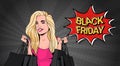 Black Friday Message With Beautiful Girl Holding Shopping Bags Big Holiday Sale Poster Design In Pop Art Style Royalty Free Stock Photo