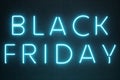 Black Friday - The Most Expected Sale of the Year. Neon blue 3D banner. Grand Discounts. Only once a year, maximum