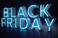 Black Friday - The Most Expected Sale of the Year. Neon Blue 3D banner. Grand Discounts. Only once a year, maximum