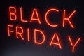 Black Friday - The Most Expected Sale of the Year. Neon Red 3D banner. Grand Discounts. Only once a year, maximum