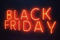 Black Friday - The Most Expected Sale of the Year. Neon Red 3D banner. Grand Discounts. Only once a year, maximum