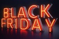 Black Friday - The Most Expected Sale of the Year. Neon Red 3D banner. Grand Discounts. Only once a year, maximum