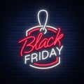 Black Friday neon advertising, discounts, sales, neon bright banner sign