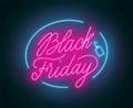 Black Friday neon lettering on dark background.