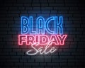 Black friday neon sale banner design