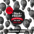 Black Friday Circle Label Balloons Percents 24 November Royalty Free Stock Photo