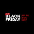 Black Friday 50 percent sales discount isolated on black background Royalty Free Stock Photo