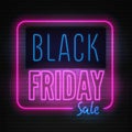 Black friday youth style neon light box vector banner template.