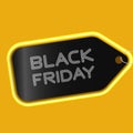 Black friday square post neon design with multiline lettering and label symbol