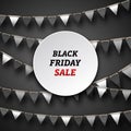 Black Friday Poster with Bunting Pennants, Advertising Design