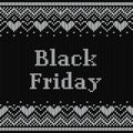 Black Friday poster in knit Christmas design. Vector