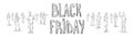 Black Friday Poster With Sketch People Group Silhouette Horizontal Banner